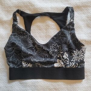 Onzie Floral Print Yoga Sports Bra S/M EUC Black & White